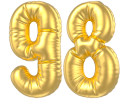 3d gold number 98  rendering png