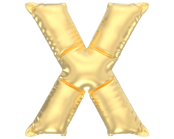Letter X Balloon Gold 3D Render png