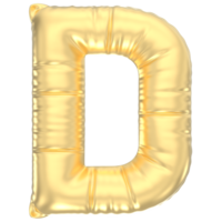 Letter D Balloon Gold 3D Render png