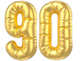 3d Gold Nummer 90 Rendern png