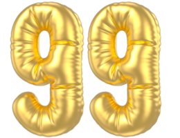 3d gold number 99  rendering png