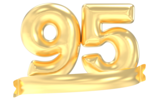Anniversary 95 Number Gold 3D Rendering png