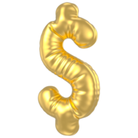 3d gold number Symbol Dollar rendering png