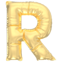 Letter R Balloon Gold 3D Render png