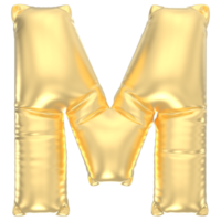 lettera m Palloncino oro 3d rendere png