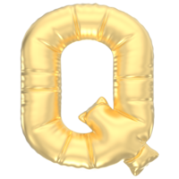 Letter Q Balloon Gold 3D Render png