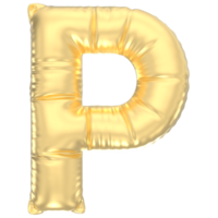 Letter P Balloon Gold 3D Render png