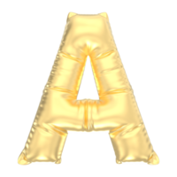 Letter A Balloon Gold 3D Render png