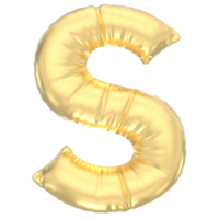 Letter S Balloon Gold 3D Render png