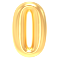 guld 0 siffra 3d tolkning png