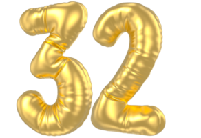 3d Gold Nummer 32 Rendern png