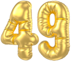 3d gold number 49  rendering png