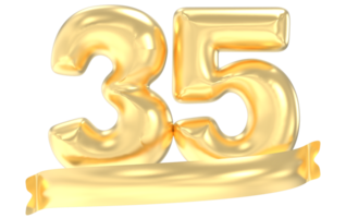 anniversaire 35 nombre or 3d le rendu png