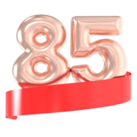 Anniversary Balloon 85 Number Gold 3D Rendering png