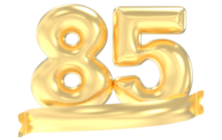 Anniversary 85 Number Gold 3D Rendering png