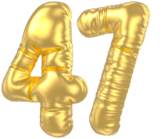 3d gold number 47  rendering png