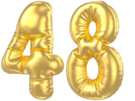 3d guld siffra 48 tolkning png