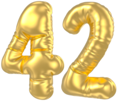 3d gold number 42  rendering png