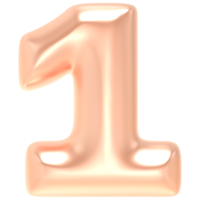 Number 1 Gold 3D Render png