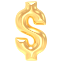 Gold Symbol Dollar Nummer 3d Rendern png