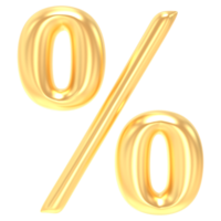 Gold Symbol Percent Number 3D Rendering png