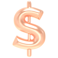 Number Symbol Dollar Gold 3D Render png