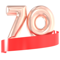 anniversaire ballon 70 nombre or 3d le rendu png