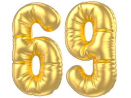 3d guld siffra 69 tolkning png