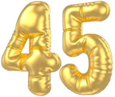 3d Gold Nummer 45 Rendern png