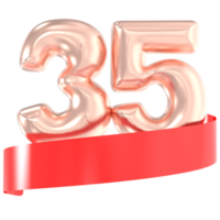 anniversaire ballon 35 nombre or 3d le rendu png