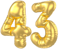 3d Gold Nummer 43 Rendern png