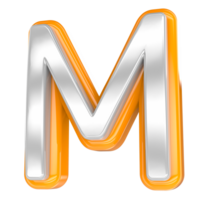 Font M Gold With White 3D Render png