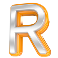 Font R Gold With White 3D Render png