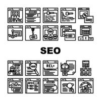 seo optimizar buscar rango íconos conjunto vector