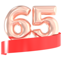 Jahrestag Ballon 65 Nummer Gold 3d Rendern png