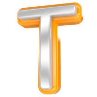 font t guld med vit 3d framställa png