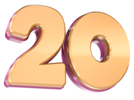 numero 20 3d rendere png