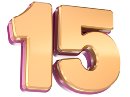 numero 15 3d rendere png