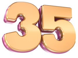 numero 35 3d rendere png