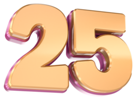 Number 25 3D Render png