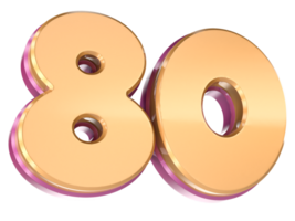 numero 80 3d rendere png