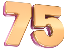 numero 75 3d rendere png