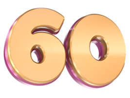 numero 60 3d rendere png