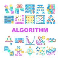 sorting algorithm data filter icons set vector