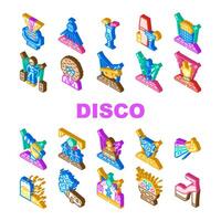 disco party fashion club icons set vector