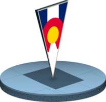Colorado Flagge und Karte im Isometrie png