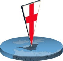 England flag and map in isometry png