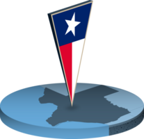 Texas flag and map in isometry png