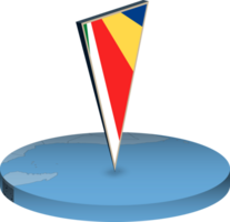 Seychelles flag and map in isometry png