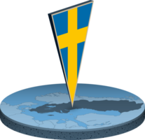 Sverige flagga och Karta i isometri png